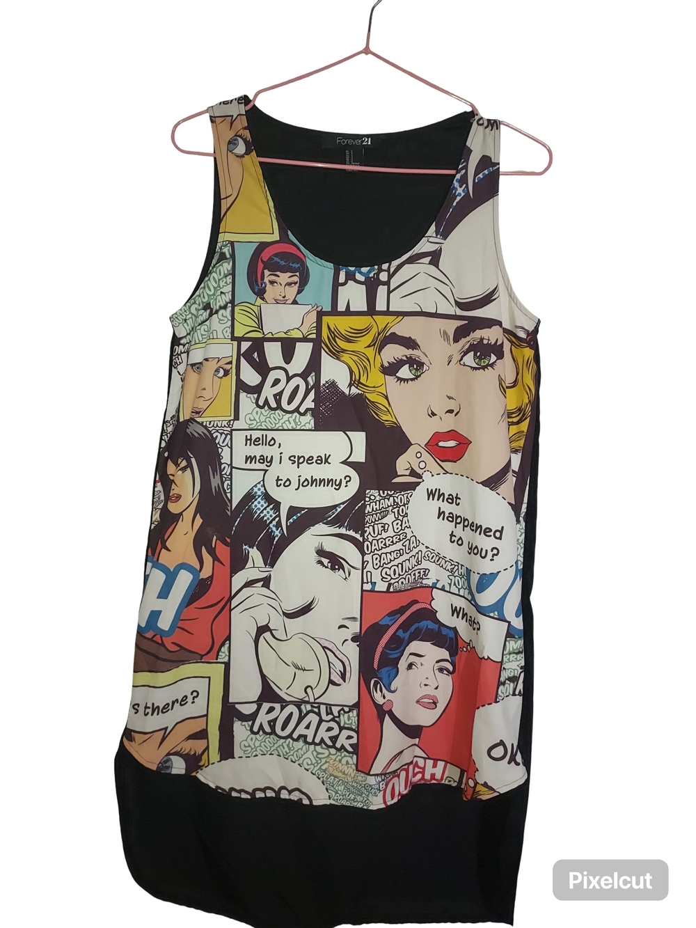 Forever 21 Multicolor Comic-Strip Sleeveless Tank Dress